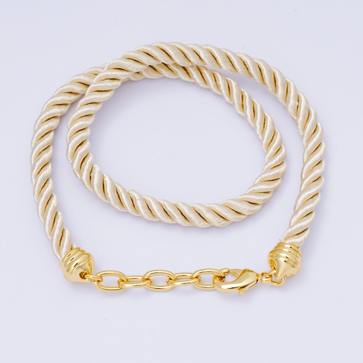 24K Gold Filled Red, Blue, Pink, Beige Twisted Braided Cord Chain Necklace | WA - 2440 ~ WA - 3830 - DLUXCA