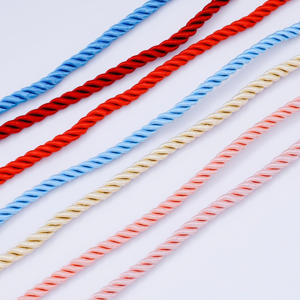 24K Gold Filled Red, Blue, Pink, Beige Twisted Braided Cord Chain Necklace | WA - 2440 ~ WA - 3830 - DLUXCA