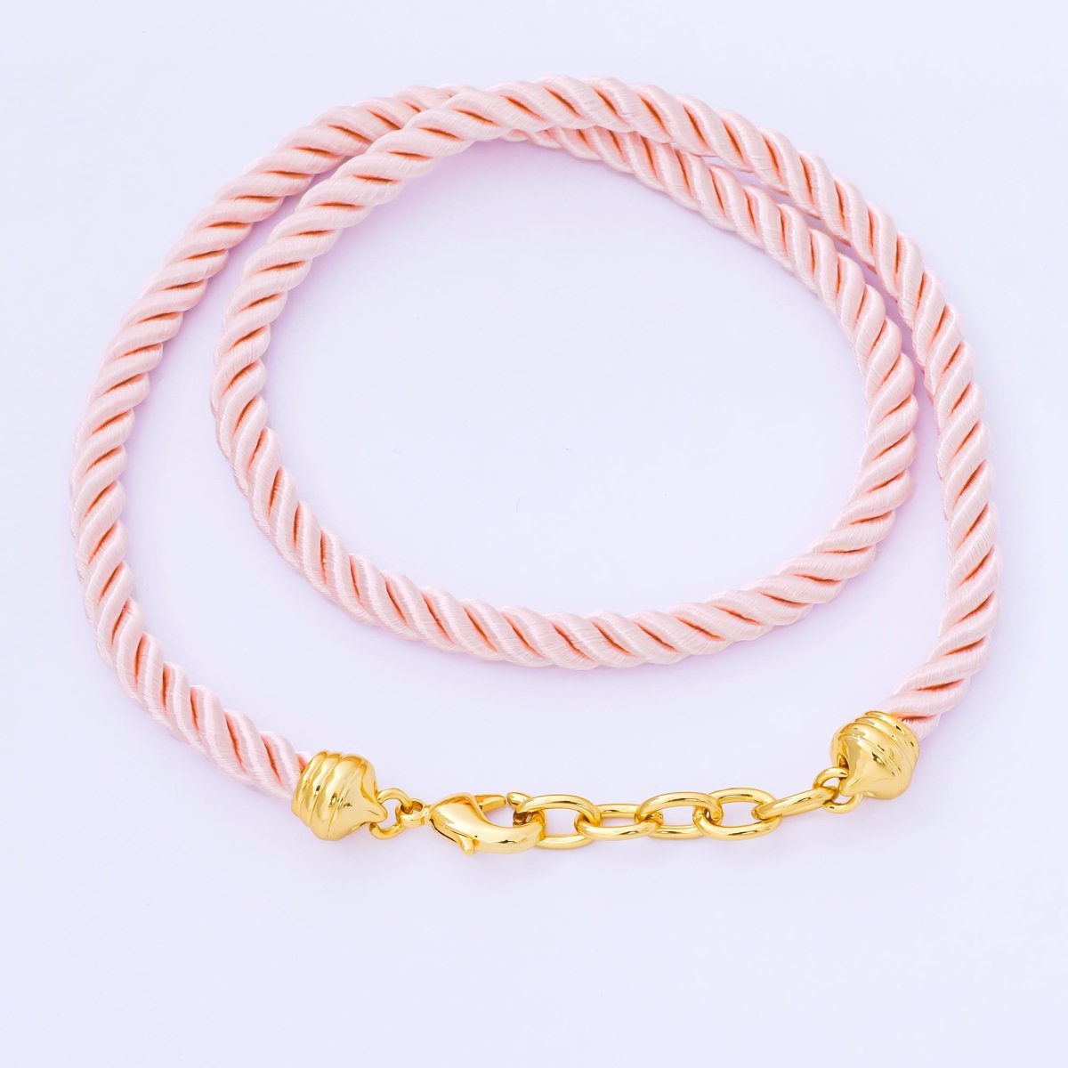 24K Gold Filled Red, Blue, Pink, Beige Twisted Braided Cord Chain Necklace | WA - 2440 ~ WA - 3830 - DLUXCA
