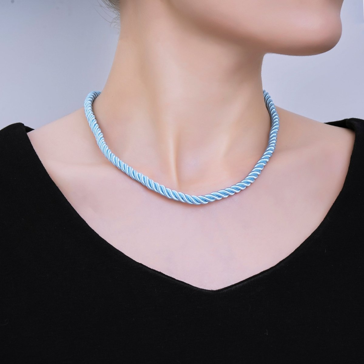 24K Gold Filled Red, Blue, Pink, Beige Twisted Braided Cord Chain Necklace | WA - 2440 ~ WA - 3830 - DLUXCA