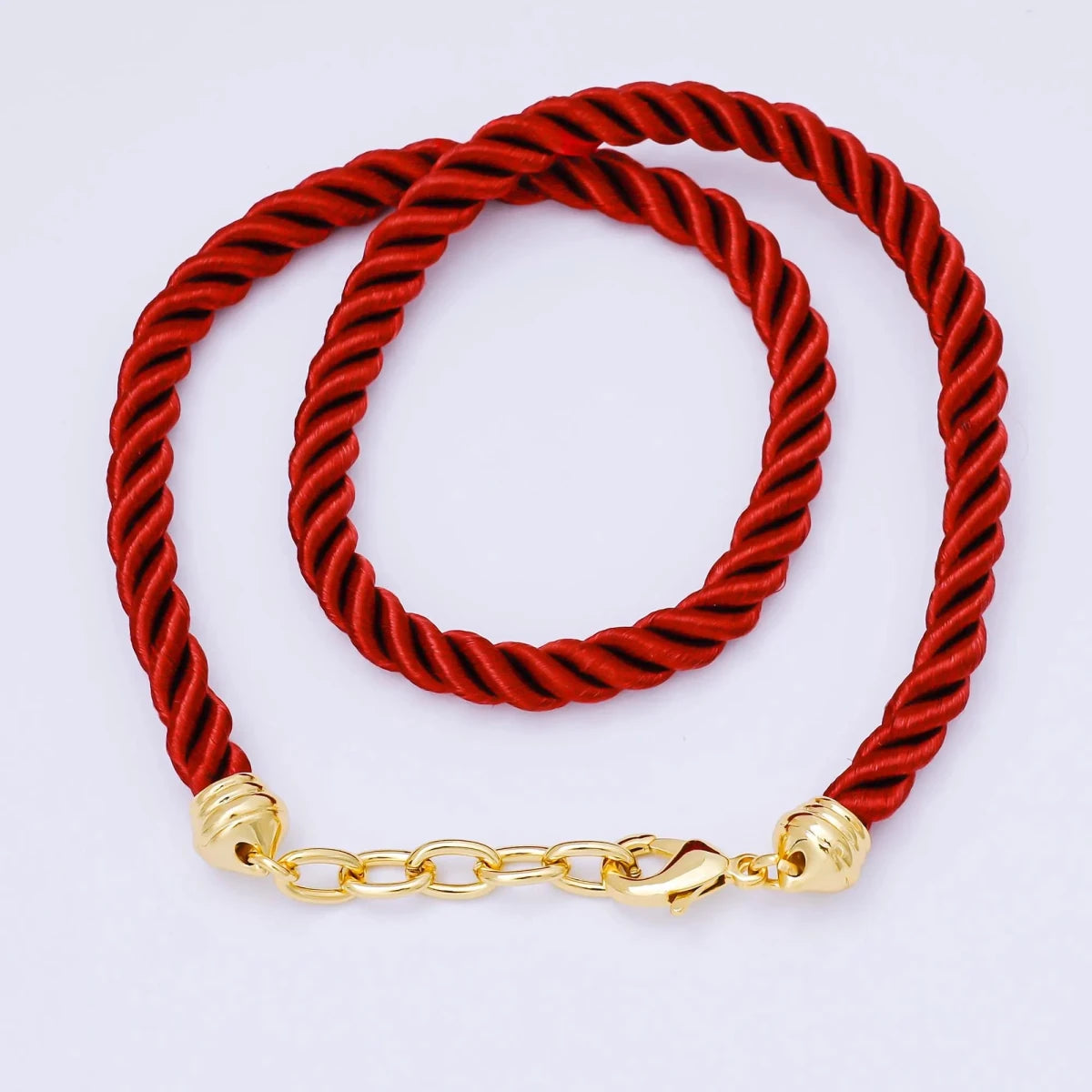 24K Gold Filled Red, Blue, Pink, Beige Twisted Braided Cord Chain | WA - 2440 ~ WA - 3830 - DLUXCA