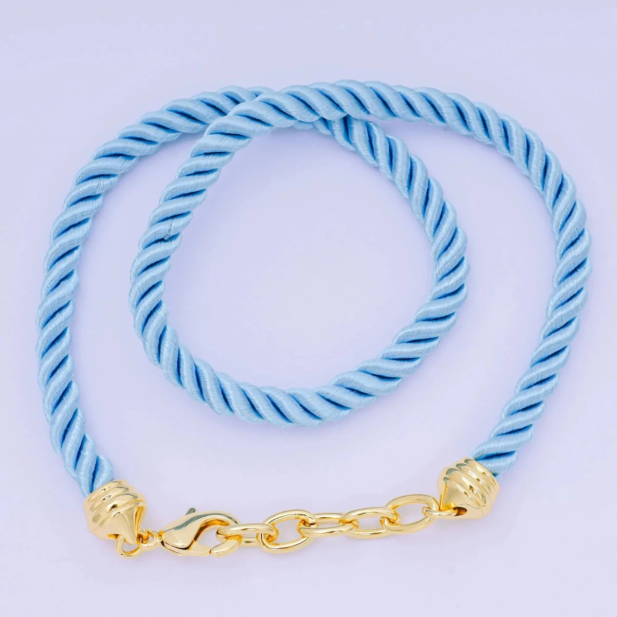 24K Gold Filled Red, Blue, Pink, Beige Twisted Braided Cord Chain | WA - 2440 ~ WA - 3830 - DLUXCA