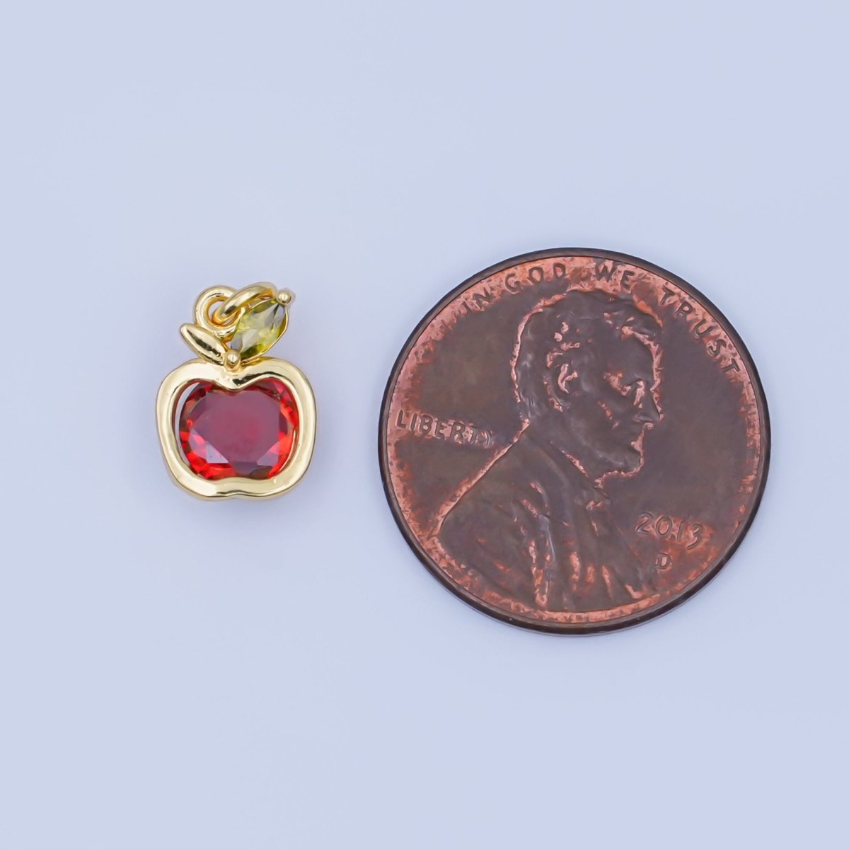 24K Gold Filled Red CZ Apple Fruit Charm | AF445 - DLUXCA