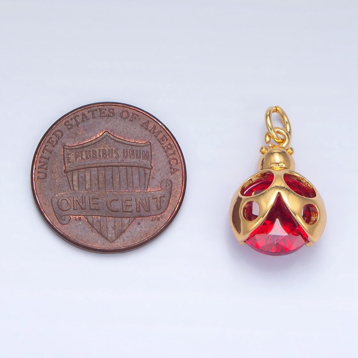 24K Gold Filled Red CZ Ladybug Insect Charm in Gold & Silver | W063 - DLUXCA