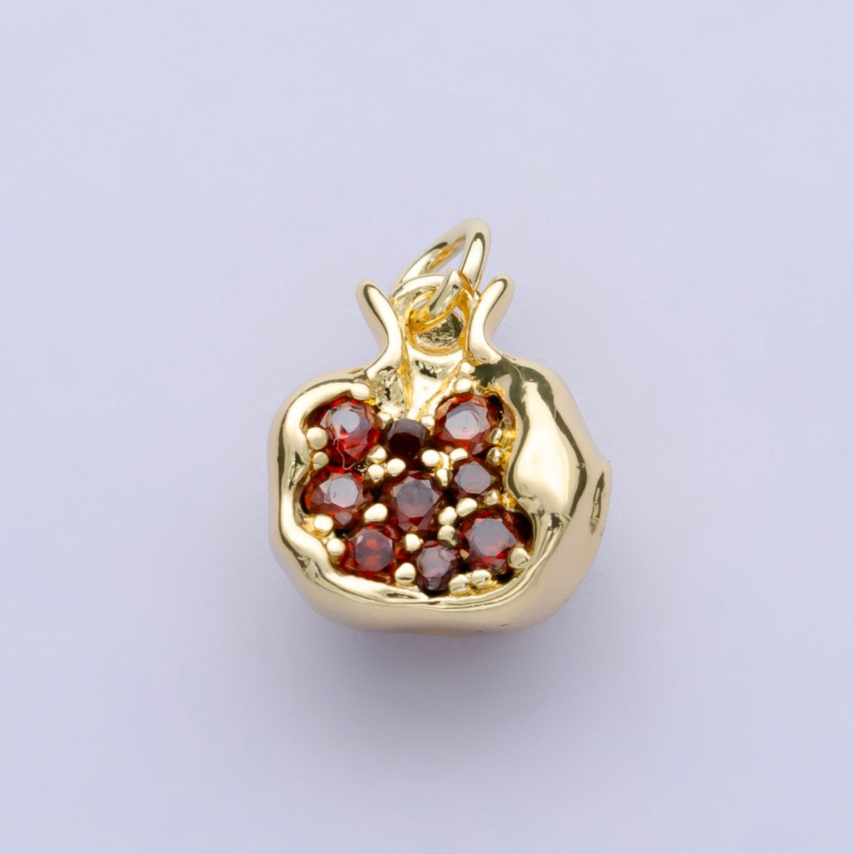 24K Gold Filled Red CZ Pomegranate Fruit Charm in Gold & Silver | C016 - DLUXCA