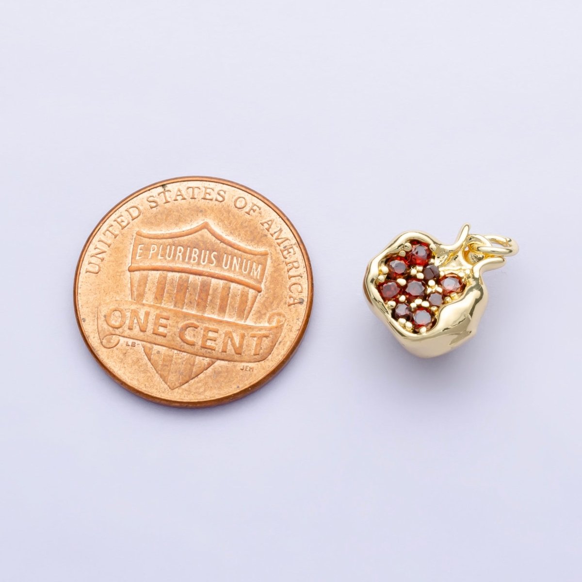 24K Gold Filled Red CZ Pomegranate Fruit Charm in Gold & Silver | C016 - DLUXCA