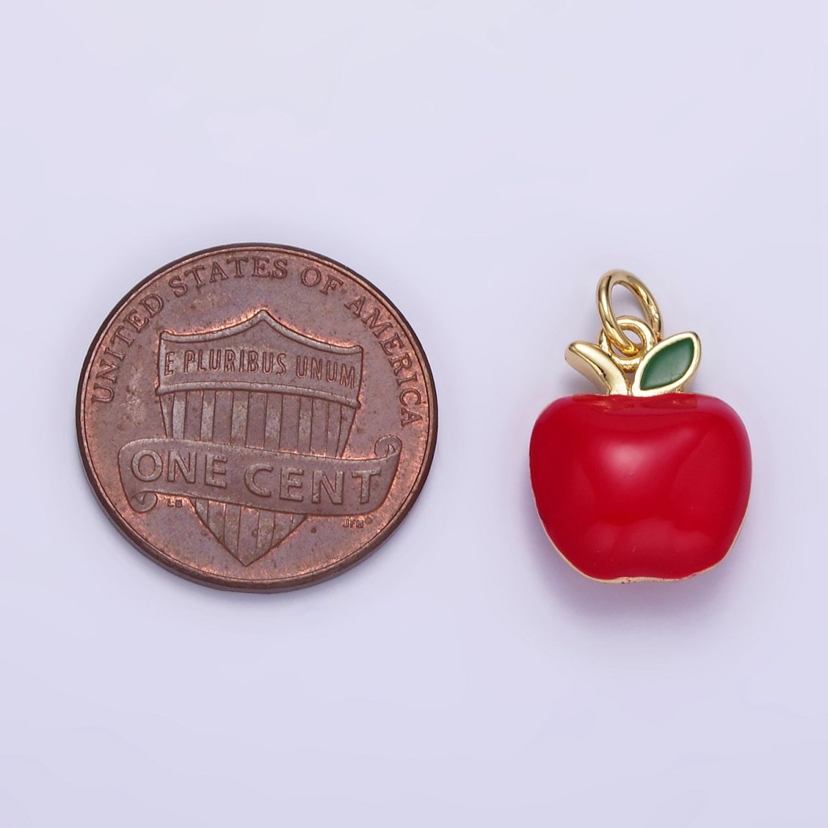 24K Gold Filled Red Enamel Apple Charm 3d Fruit Charm for Teacher Appreciation Gift | D605 - DLUXCA