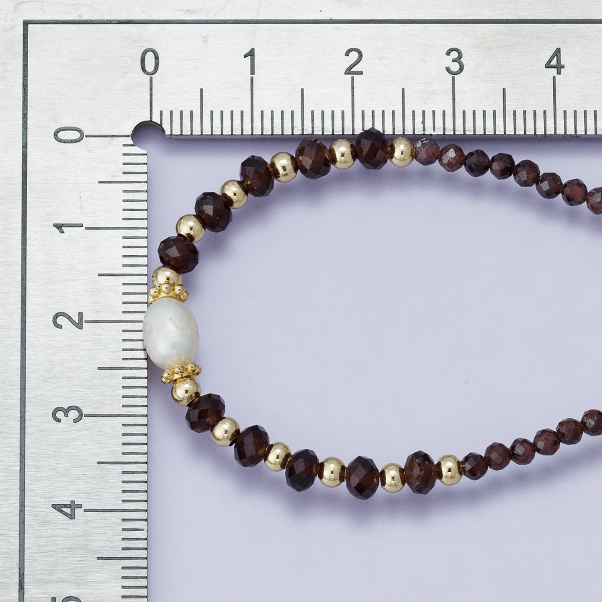 24K Gold Filled Red Multifaceted Gemstone Bead Figaro Chain Half 16 Inch Necklace w. Extender | WA - 04207 - DLUXCA