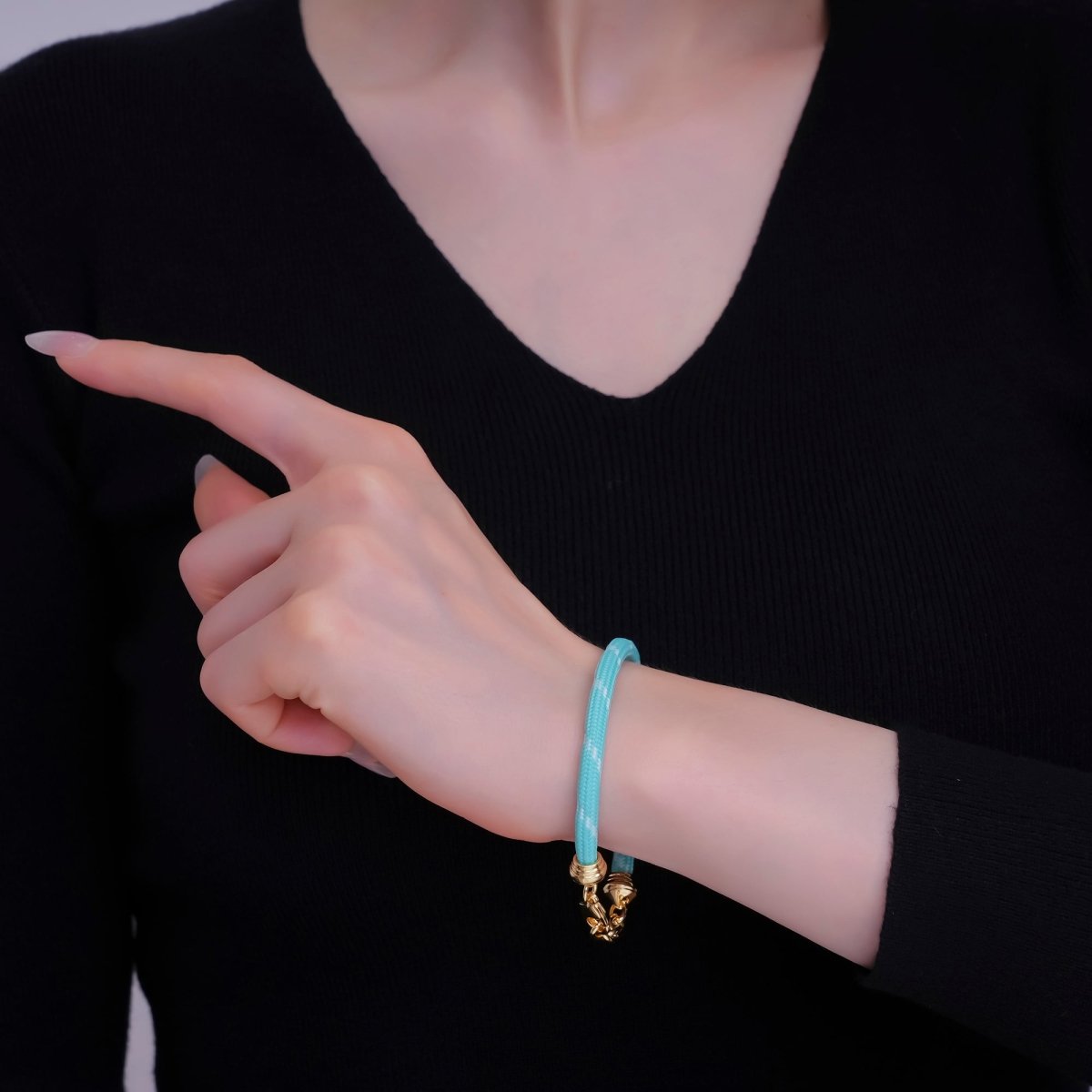 24K Gold Filled Red, Pink, Blue, Green, Beige, Teal Cord Chain Bracelet | WA - 3055 ~ WA - 3060 - DLUXCA