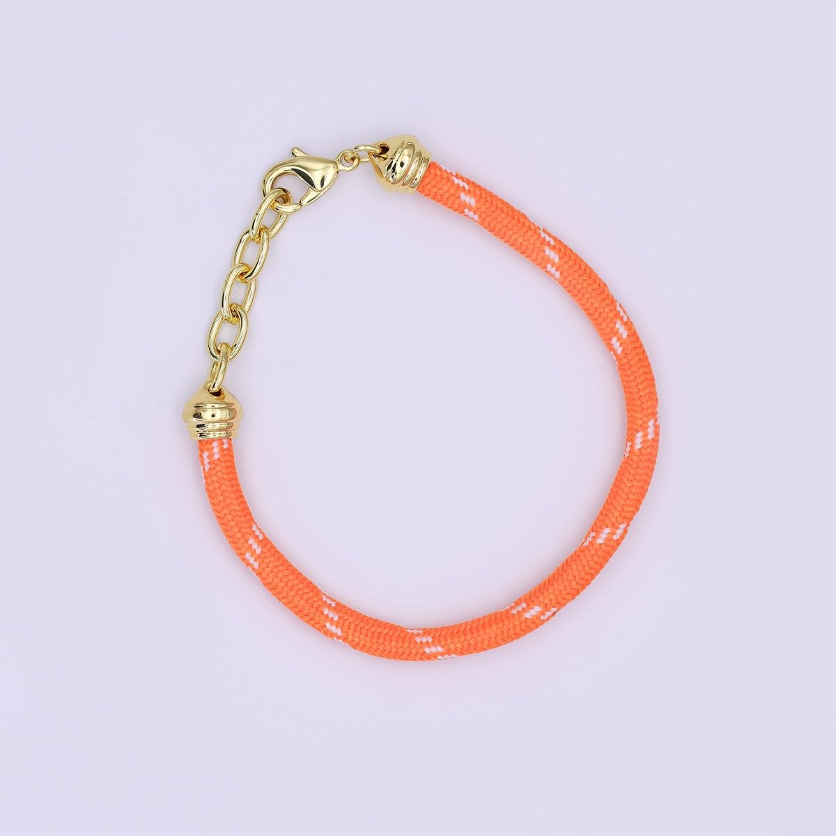 24K Gold Filled Red, Pink, Blue, Green, Beige, Teal Cord Chain Bracelet | WA - 3055 ~ WA - 3060 - DLUXCA