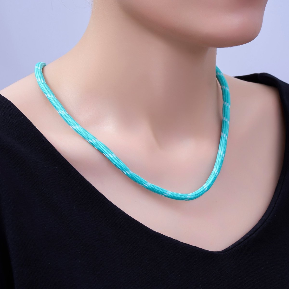 24K Gold Filled Red, Pink, Blue, Green, Beige, Teal Cord Chain Necklace | WA - 3061 ~ WA - 3066 - DLUXCA