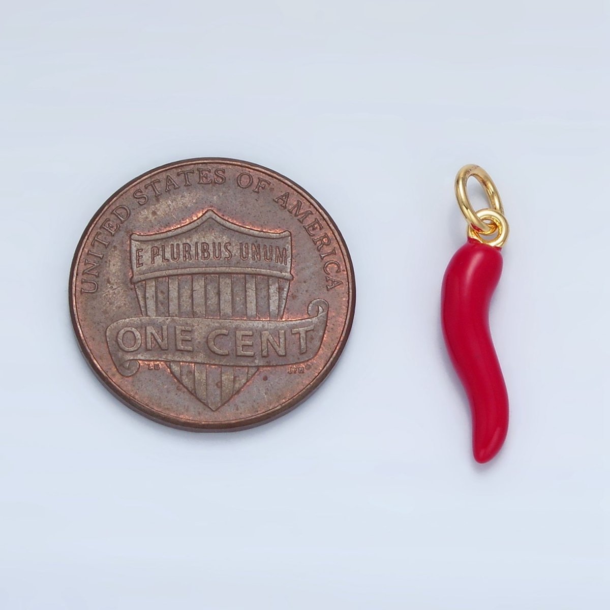 24K Gold Filled Red, White Enamel Chili Cornicello Italian Horn Charm | X306 - DLUXCA