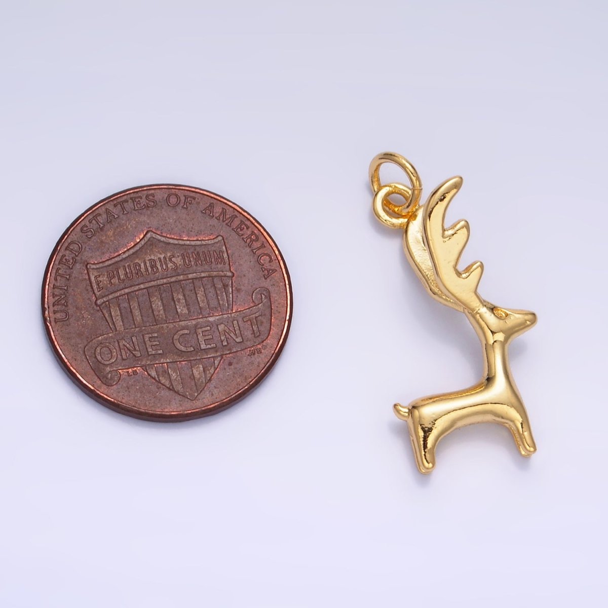 24K Gold Filled Reindeer Animal Multidimensional 3D Charm | W270 - DLUXCA