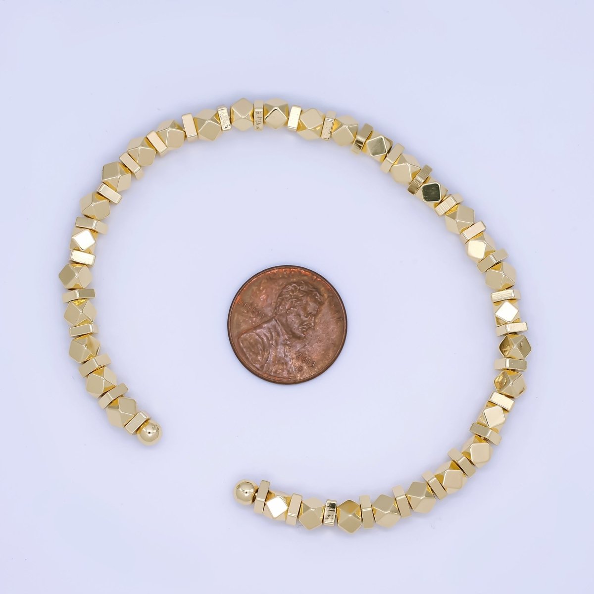 24K Gold Filled Rock Candy Maxi Bangle Cuff Bracelet | WA - 3323 - DLUXCA