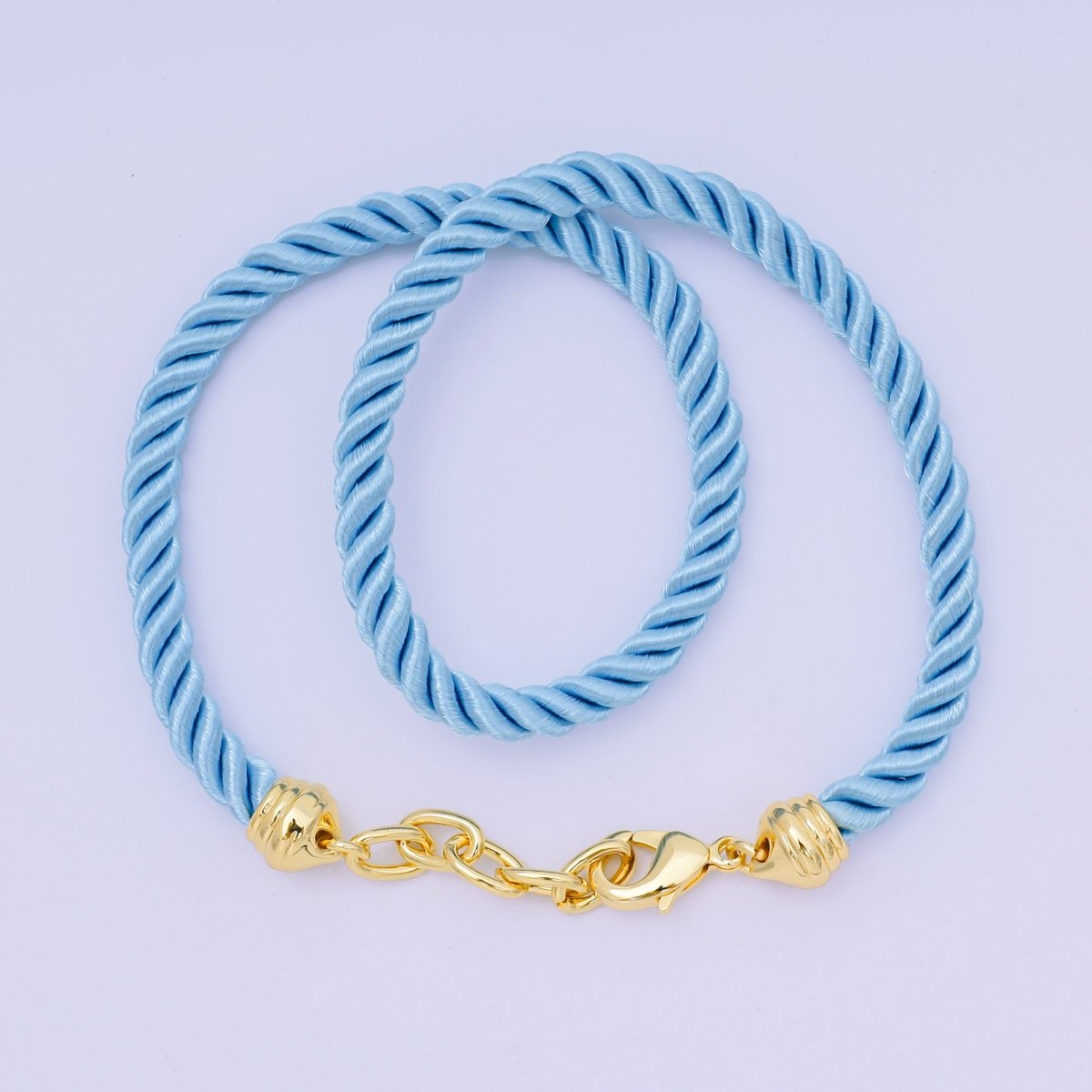 24K Gold Filled Rope Twisted Braided Cord Chain Necklace with Extender in Red, Pink & Blue | WA - 3363 - WA - 3367, WA - 3764 - WA - 3766 - DLUXCA