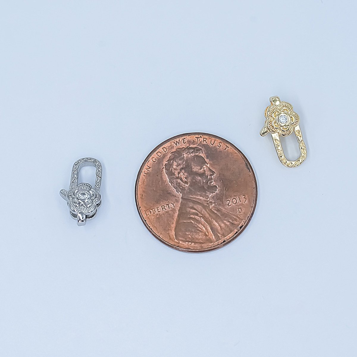 24K Gold Filled Rose Flower CZ Lobster Clasps Finding in Gold & Silver | Z1141 - DLUXCA