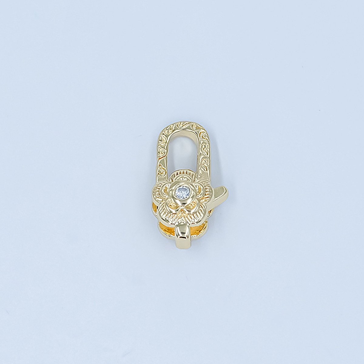 24K Gold Filled Rose Flower CZ Lobster Clasps Finding in Gold & Silver | Z1141 - DLUXCA
