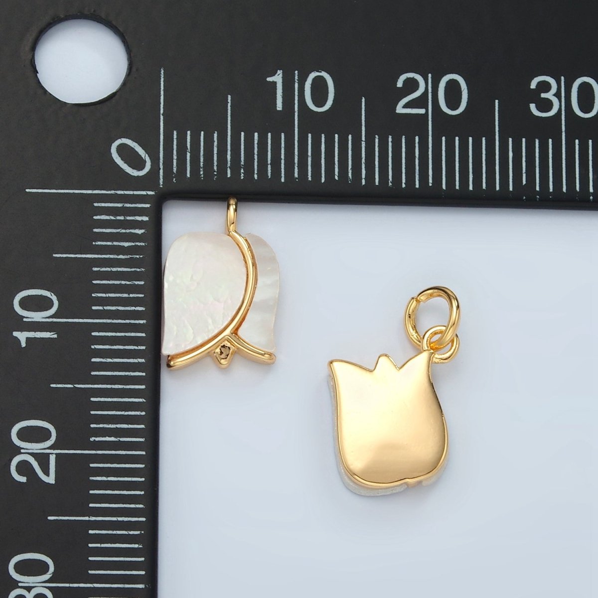 24K Gold Filled Rose Flower Shell Pearl Charm | D695 - DLUXCA