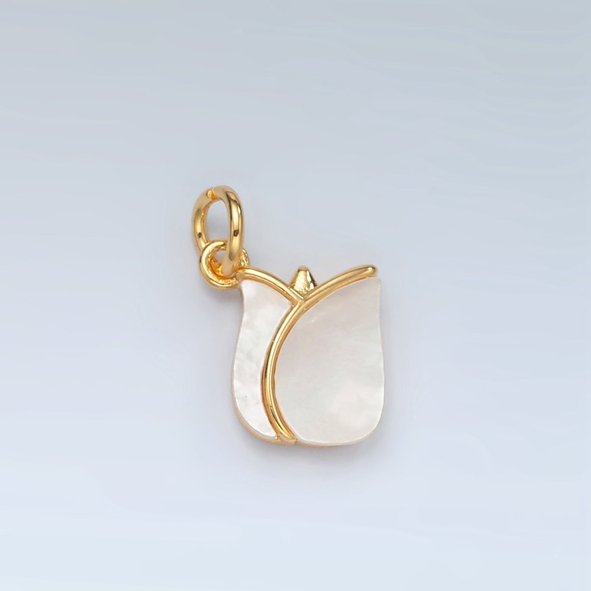 24K Gold Filled Rose Flower Shell Pearl Charm | D695 - DLUXCA