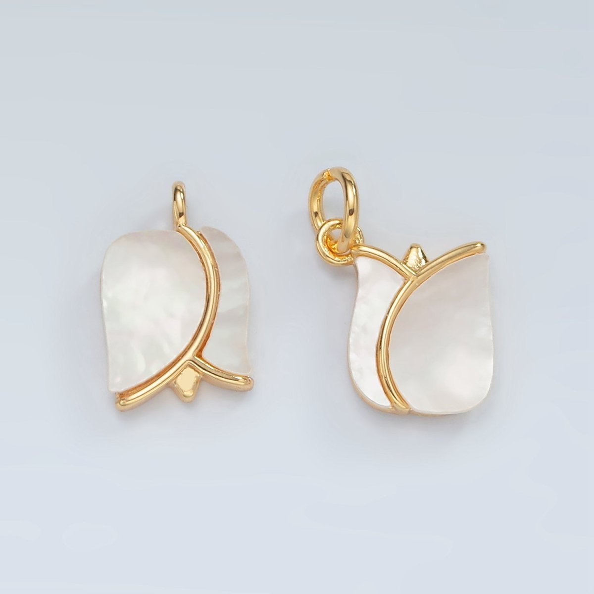 24K Gold Filled Rose Flower Shell Pearl Charm | D695 - DLUXCA