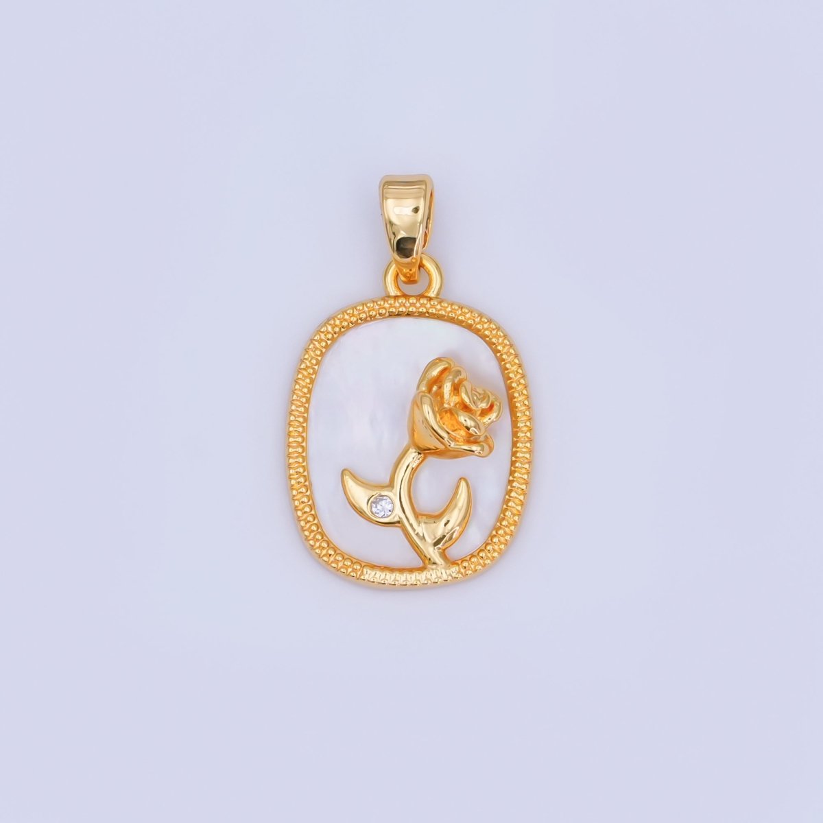 24K Gold Filled Rose Flower Shell Pearl Pendant in Gold & Silver | AH410 - DLUXCA
