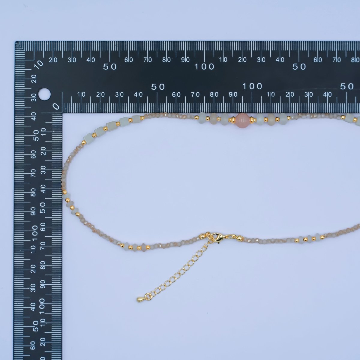 24K Gold Filled Rose Quartz Gemstone Bead 17 Inch Necklace | WA - 2964 - DLUXCA