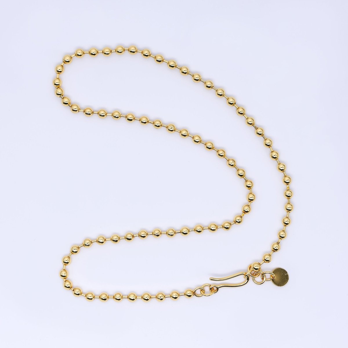 24K Gold Filled Round Ball Link Beaded Chain Necklace 18.5 Inch | WA - 3156 - DLUXCA