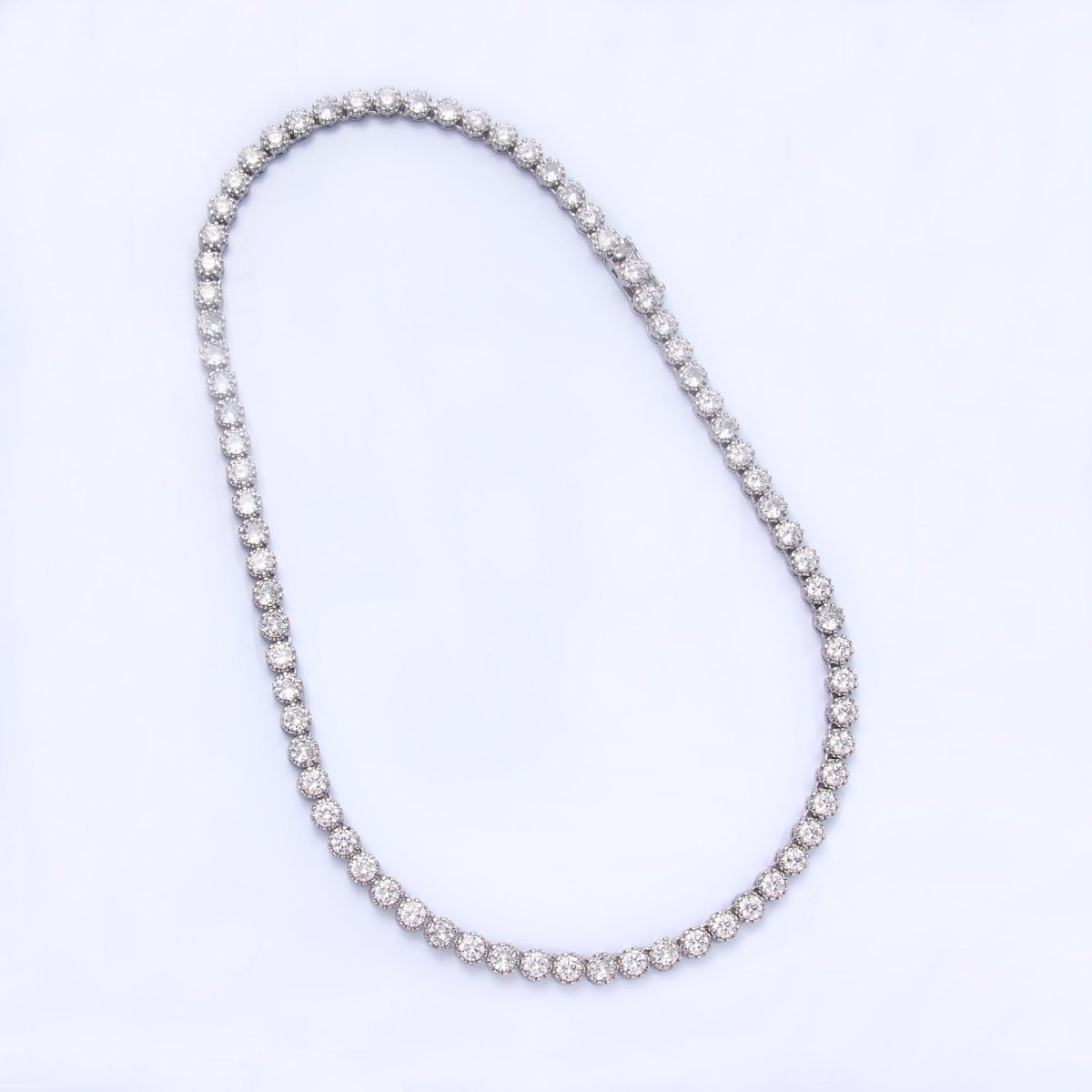 24K Gold Filled Round CZ Encapsulate Tennis Chain 16 Inch Necklace in Gold & Silver | WA - 3025 WA - 3026 - DLUXCA