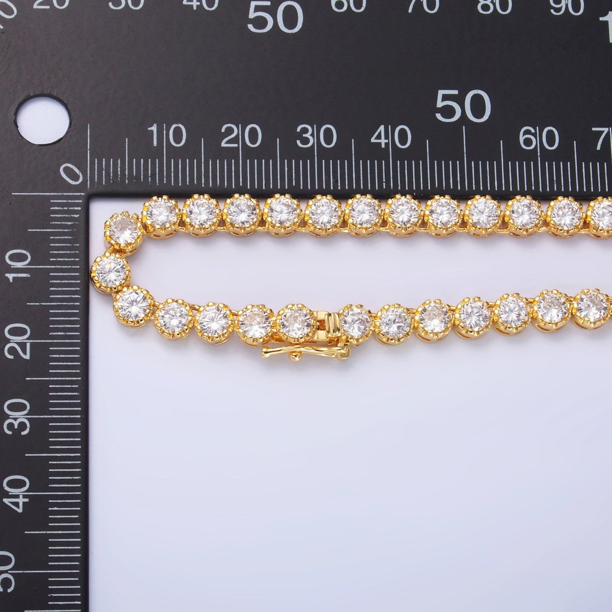 24K Gold Filled Round CZ Encapsulate Tennis Chain 16 Inch Necklace in Gold & Silver | WA - 3025 WA - 3026 - DLUXCA