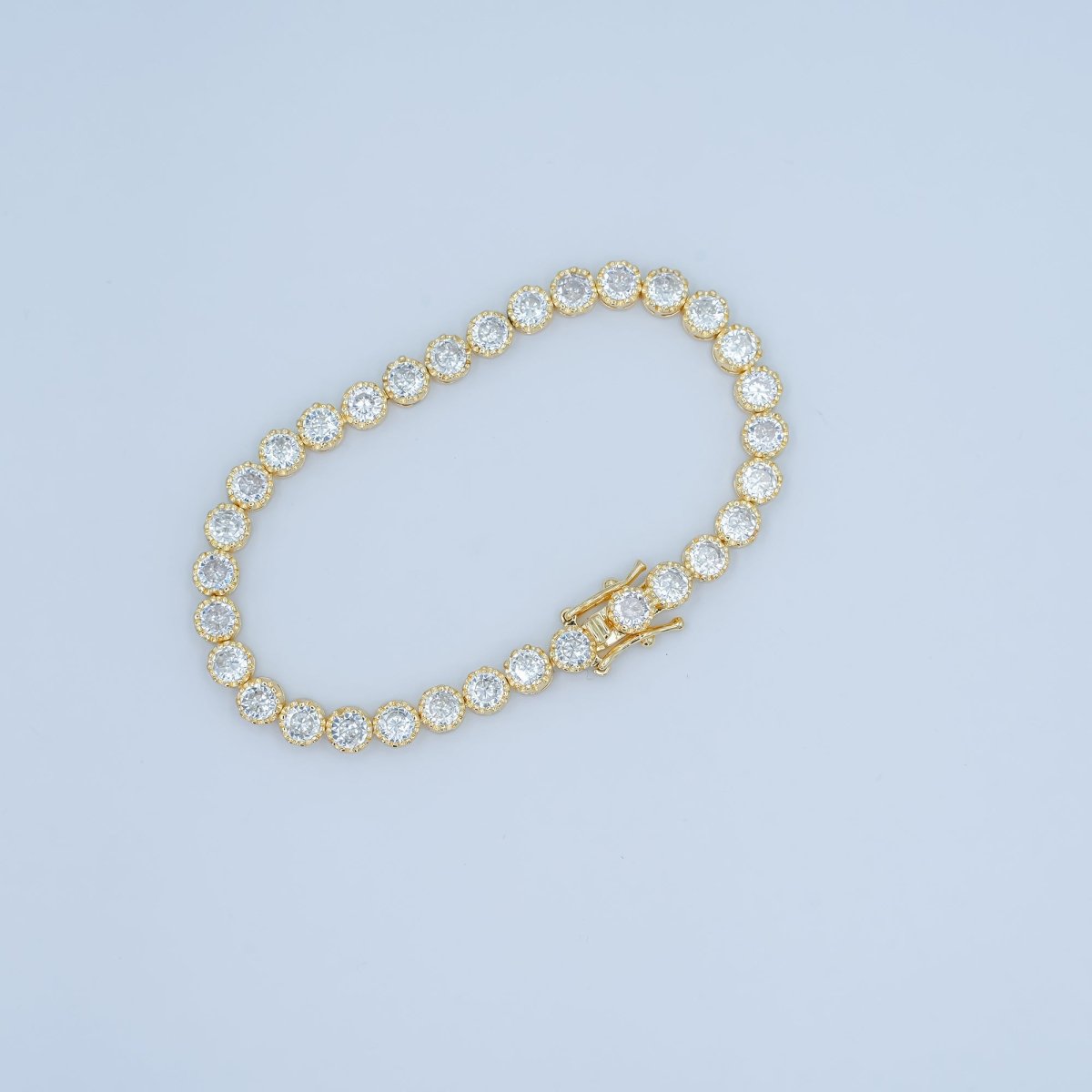 24K Gold Filled Round CZ Encapsulate Tennis Chain Bracelet in Gold & Silver | WA - 3053 WA - 3054 - DLUXCA