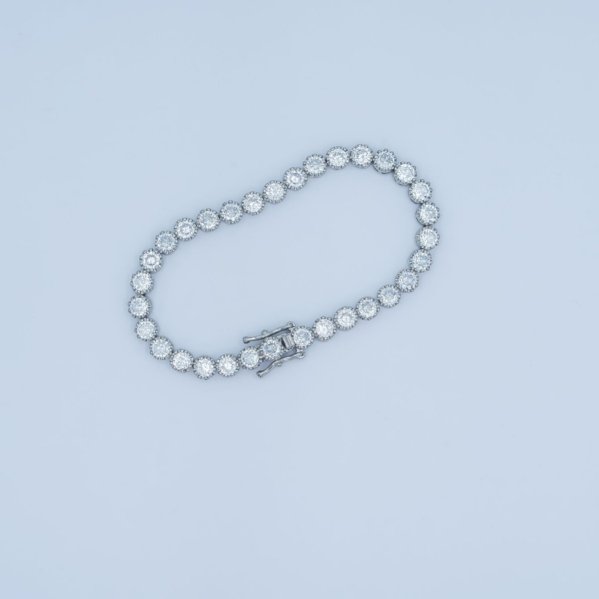 24K Gold Filled Round CZ Encapsulate Tennis Chain Bracelet in Gold & Silver | WA - 3053 WA - 3054 - DLUXCA