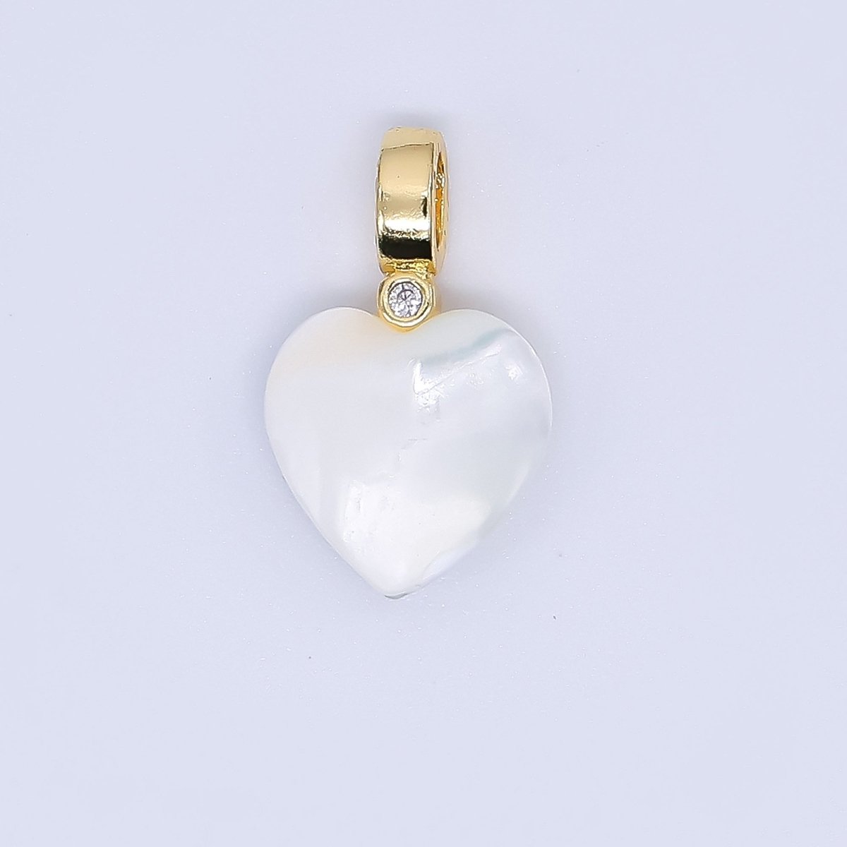 24K Gold Filled Round CZ Shell Pearl Love Heart Charm | AF - 556 AF - 557 - DLUXCA