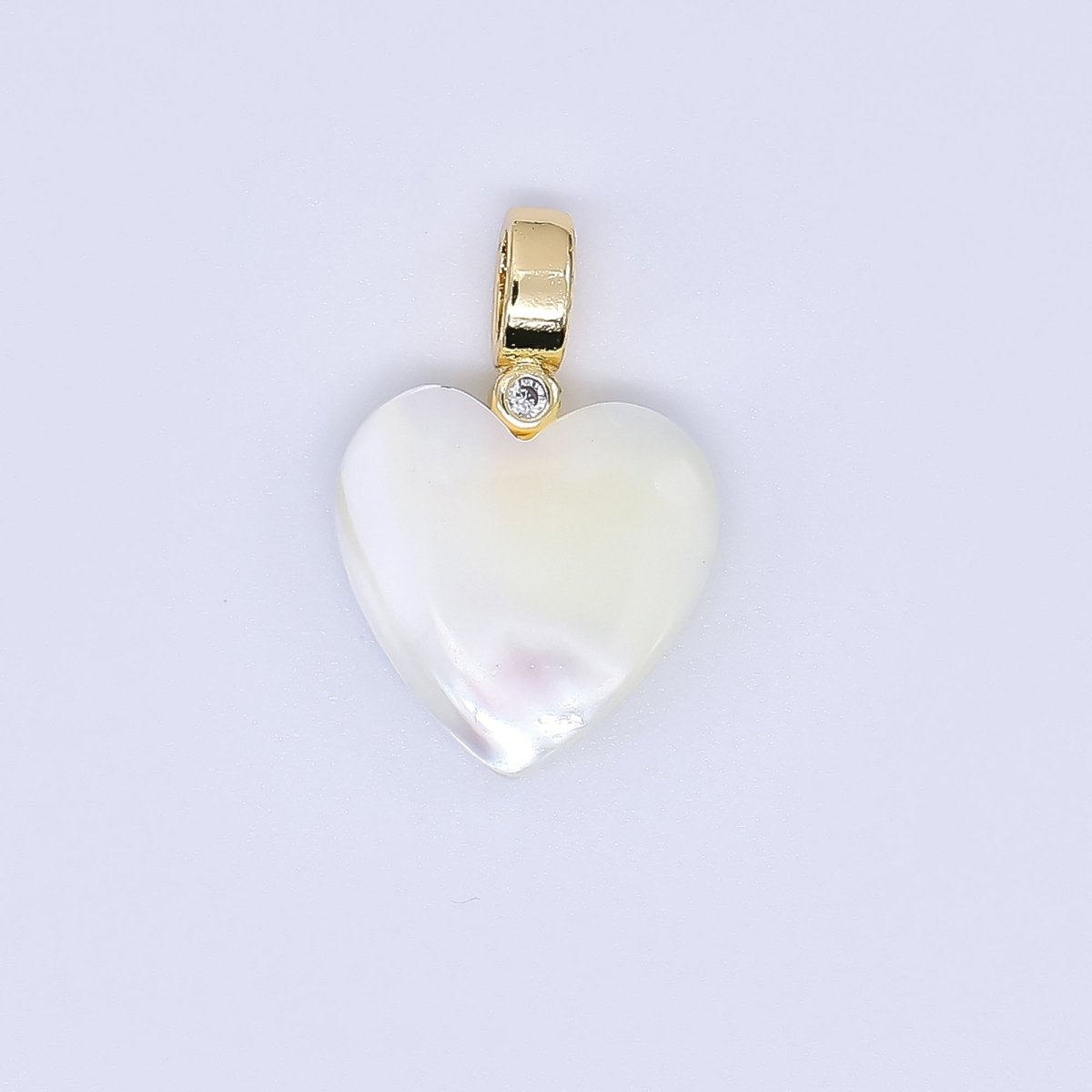 24K Gold Filled Round CZ Shell Pearl Love Heart Charm | AF - 556 AF - 557 - DLUXCA