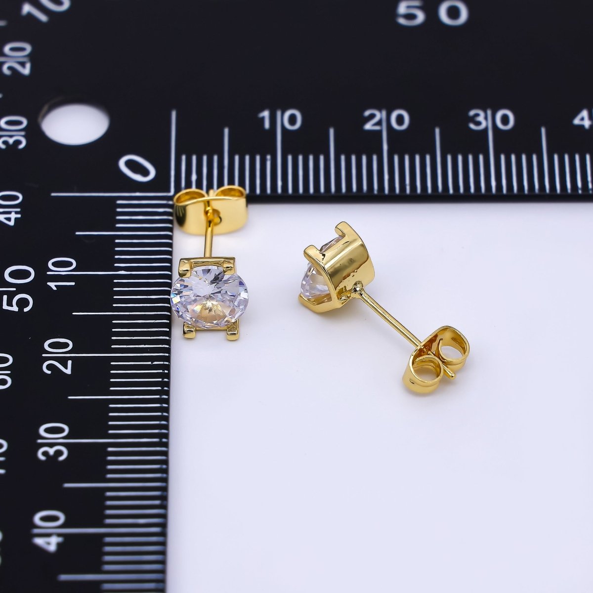 24K Gold Filled Round CZ Simple & Classic Dainty Stud Earrings | AI - 427 - DLUXCA