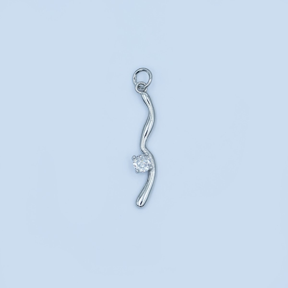 24K Gold Filled Round CZ Wavy Line Charm in Gold & Silver | E281 - DLUXCA