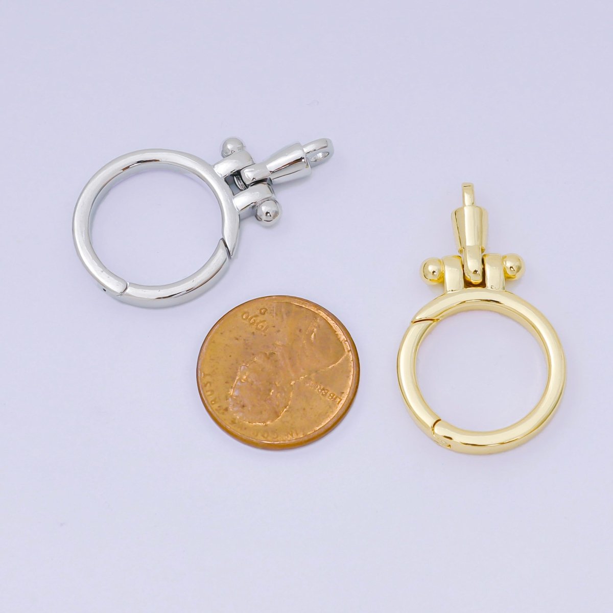 24K Gold Filled Round Push Gate Oblong Link Closure Finding in Gold & Silver | Z - 1317 - DLUXCA