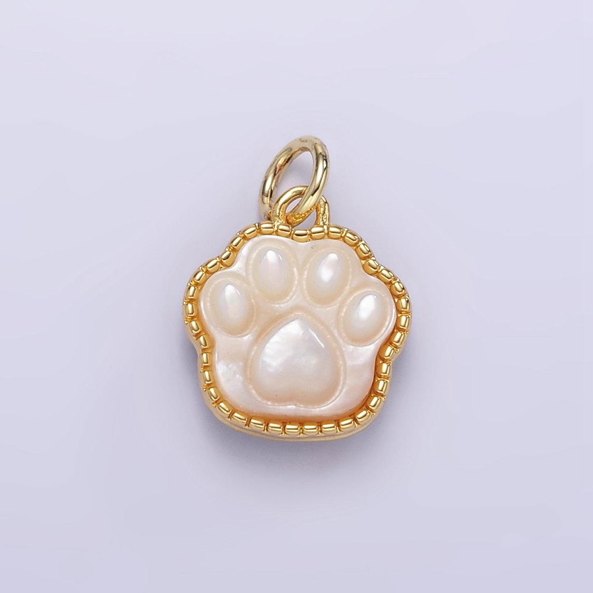 24K Gold Filled Shell Pearl, Abalone Paw Print Mini Charm | M111 M112 - DLUXCA