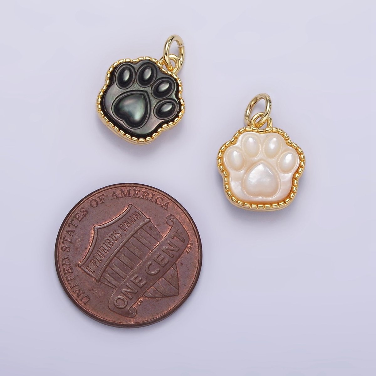 24K Gold Filled Shell Pearl, Abalone Paw Print Mini Charm | M111 M112 - DLUXCA