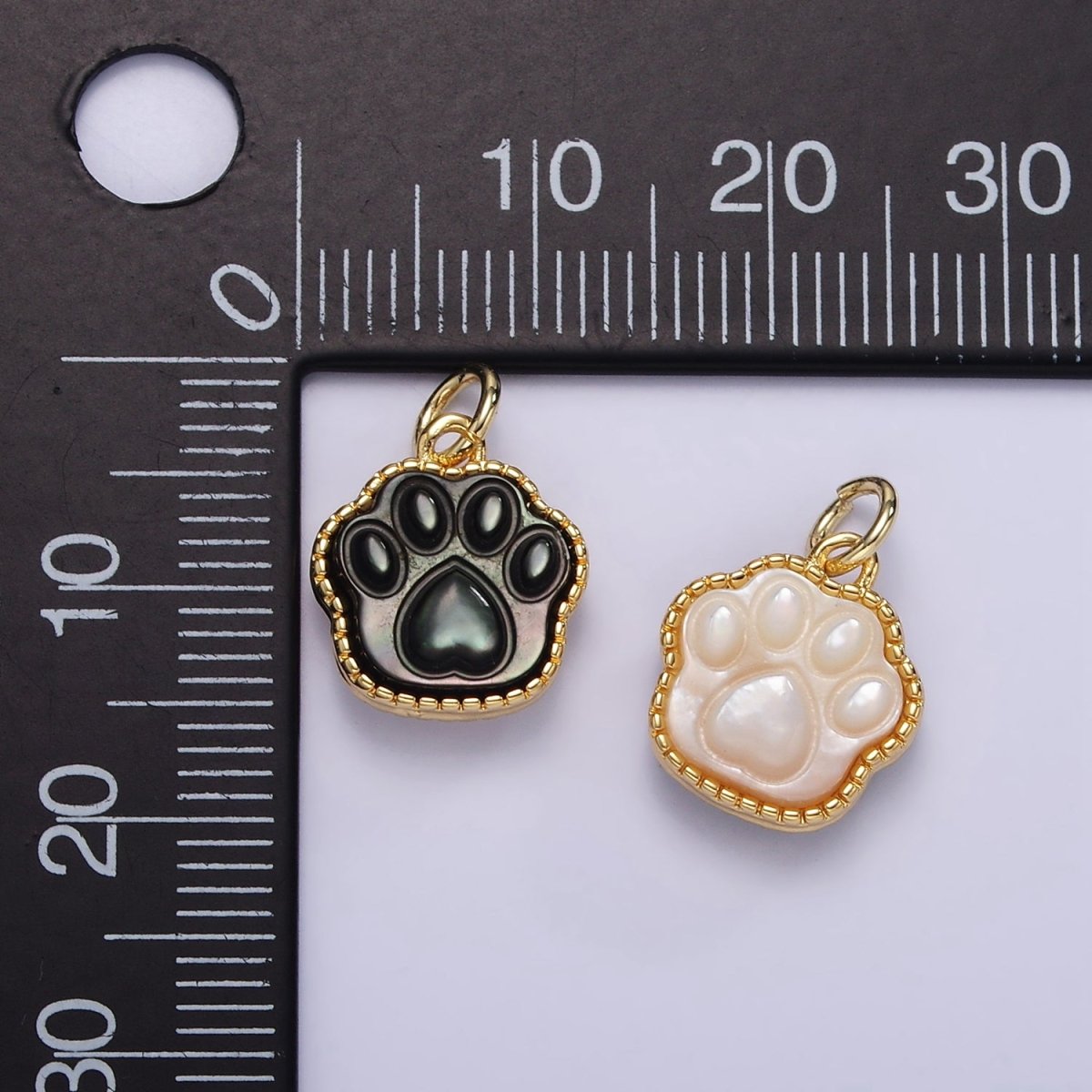 24K Gold Filled Shell Pearl, Abalone Paw Print Mini Charm | M111 M112 - DLUXCA