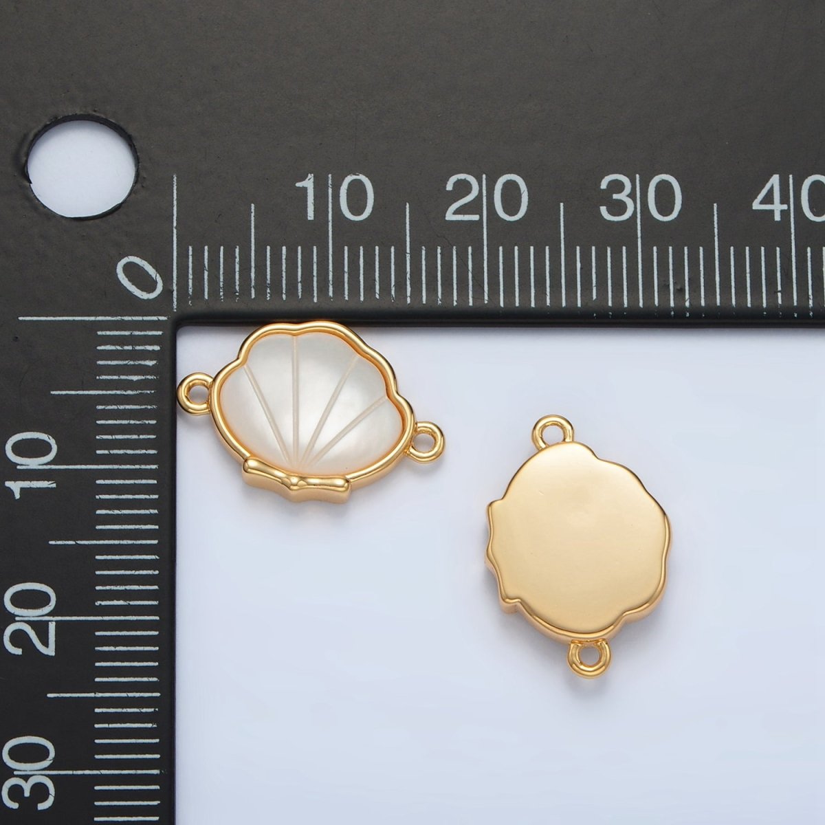 24K Gold Filled Shell Pearl Clam Shell Connector | F095 - DLUXCA