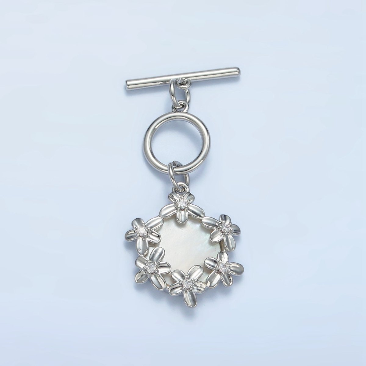 24K Gold Filled Shell Pearl Flower Toggle Clasps Closure Findings in Gold & Silver | Z945 - DLUXCA