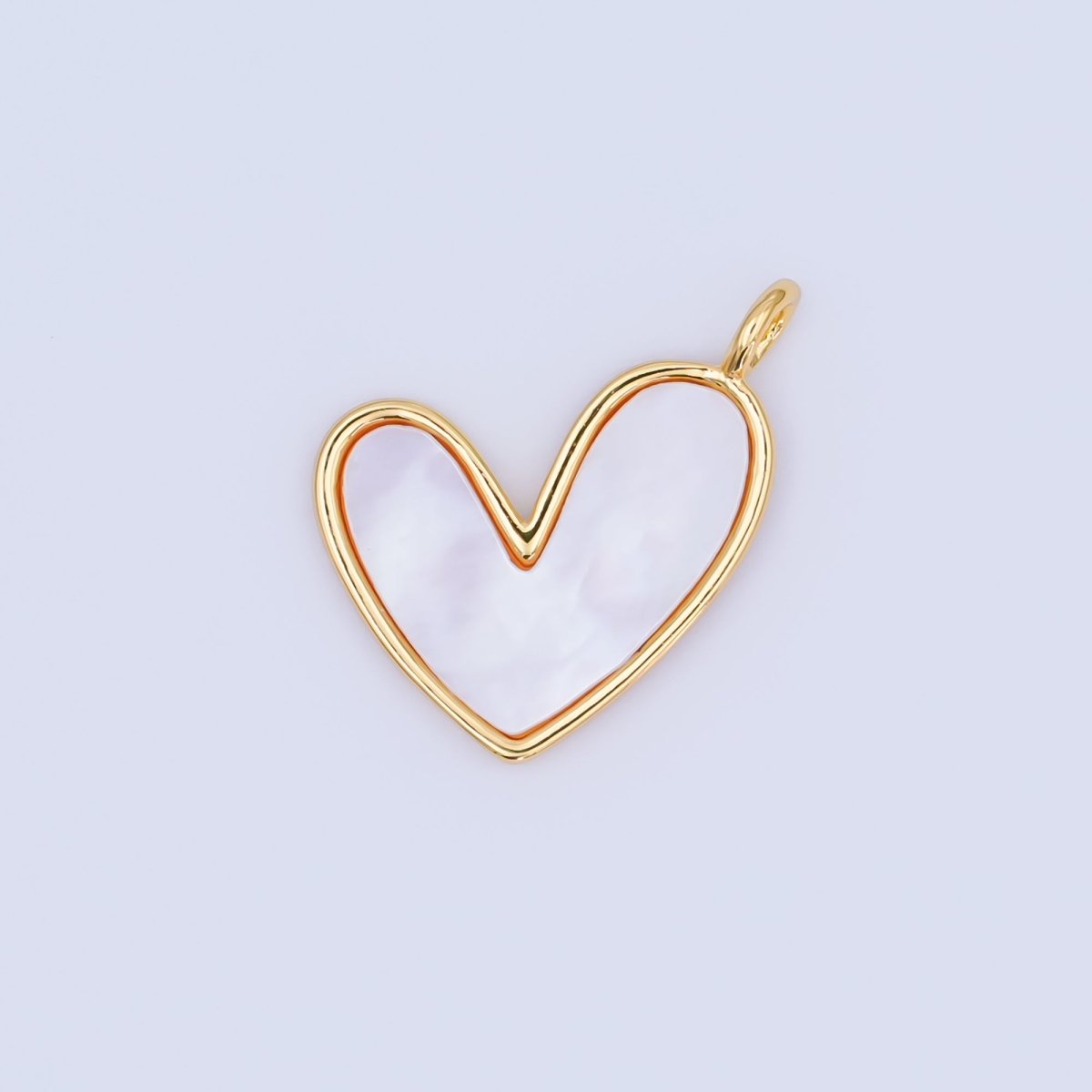 24K Gold Filled Shell Pearl Heart Pendant in Gold & Silver | M916 - DLUXCA
