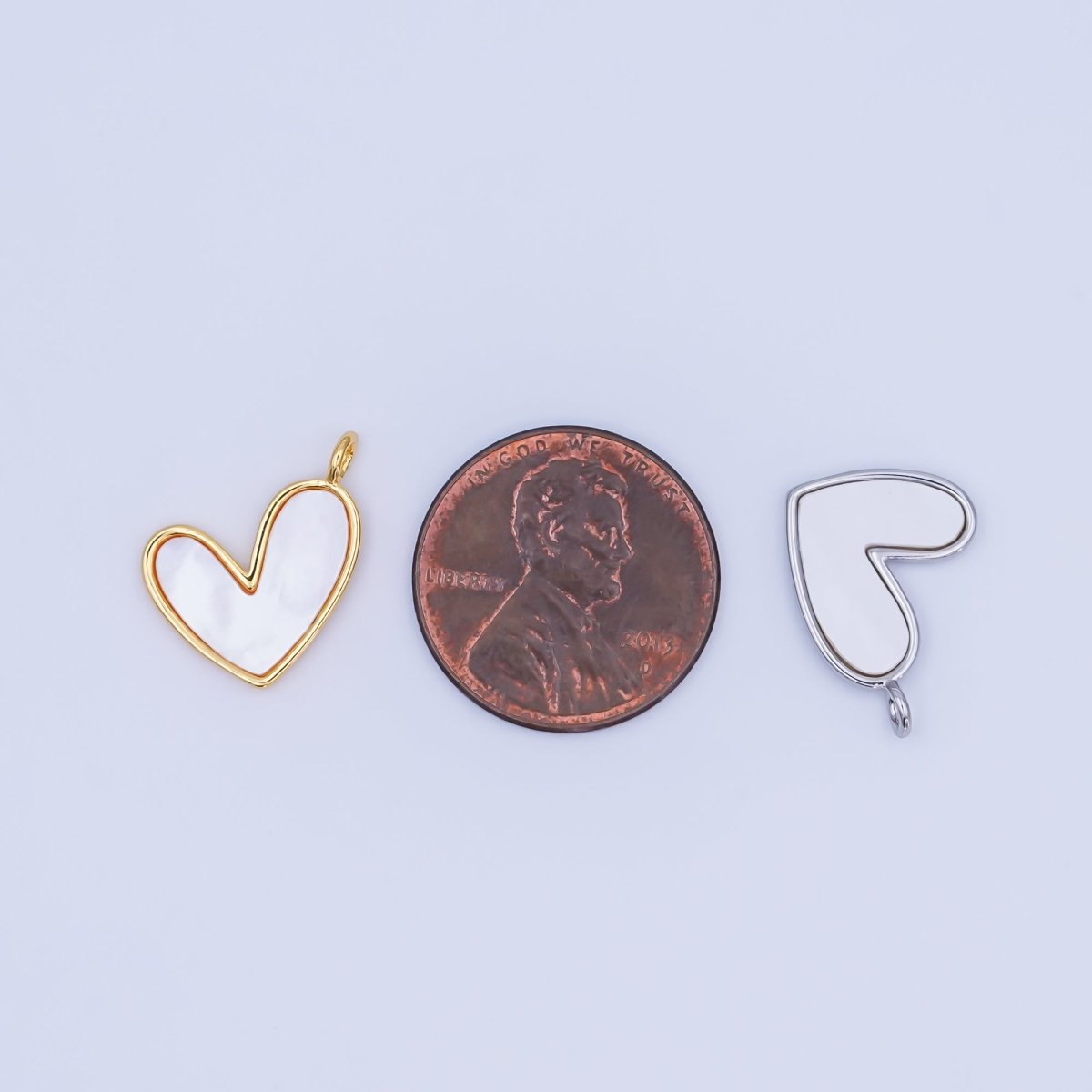 24K Gold Filled Shell Pearl Heart Pendant in Gold & Silver | M916 - DLUXCA