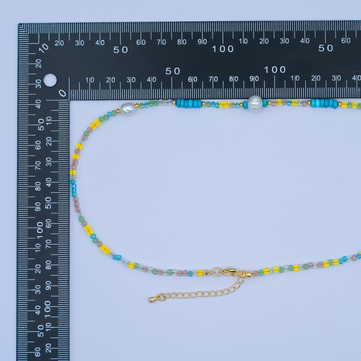 24K Gold Filled Shell Pearl Multicolor Crystal Gemstone 16 Inch Necklace | WA - 2967 - DLUXCA