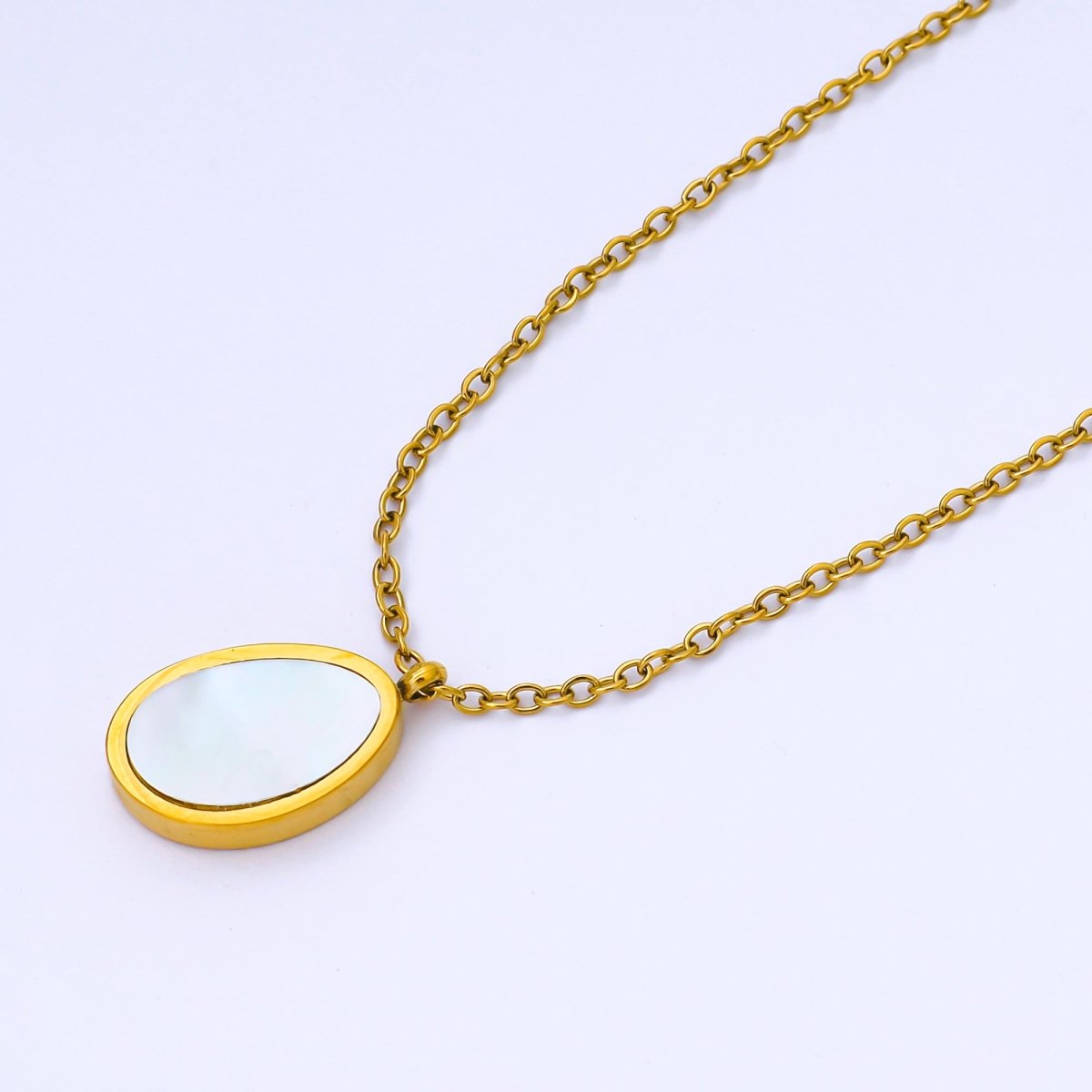 24K Gold Filled Shell Pearl Oval Cable 18 Inch Necklace w. 2 Inch Extender | WA - 2658 - DLUXCA