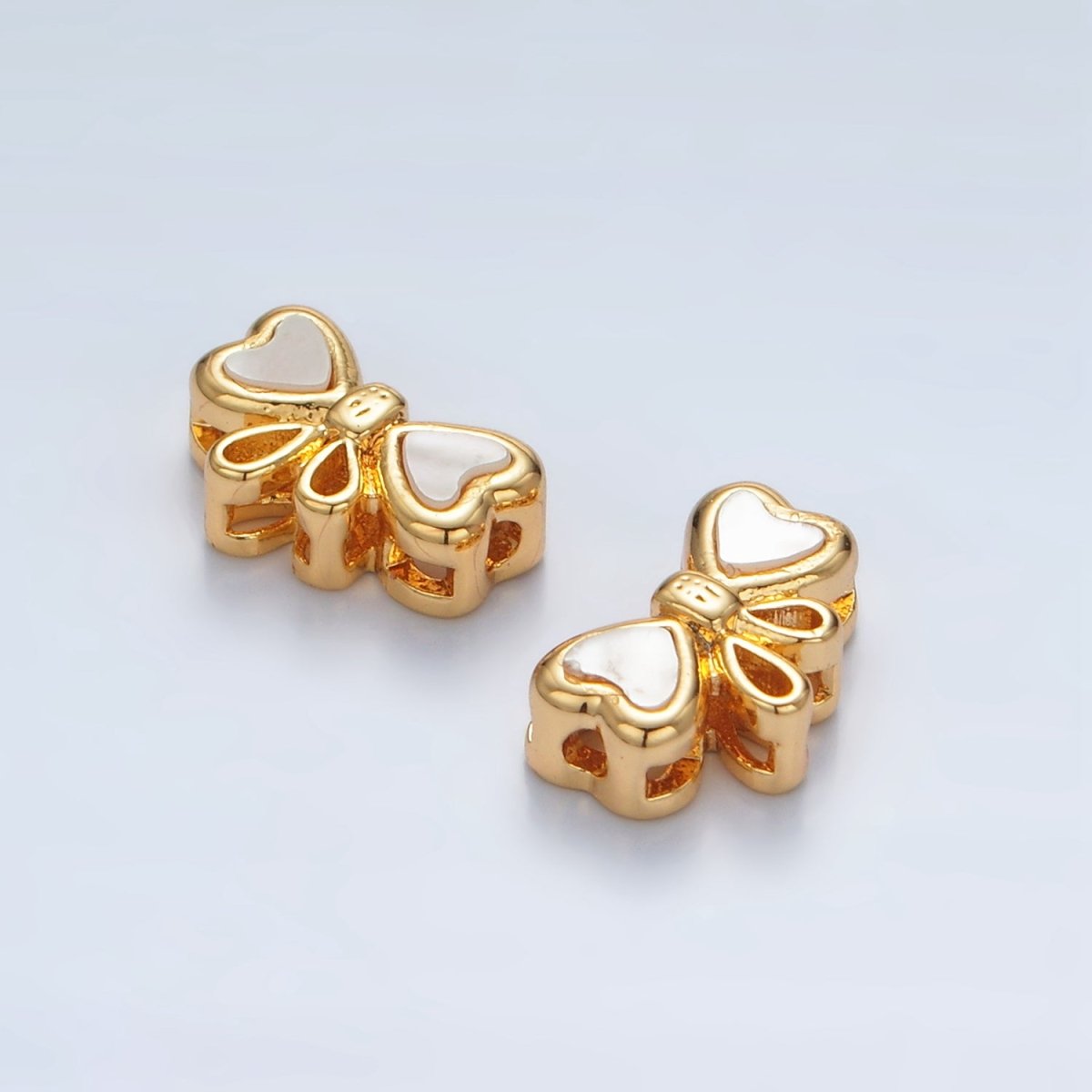 24K Gold Filled Shell Pearl Ribbon Bow Bead | B382 - DLUXCA