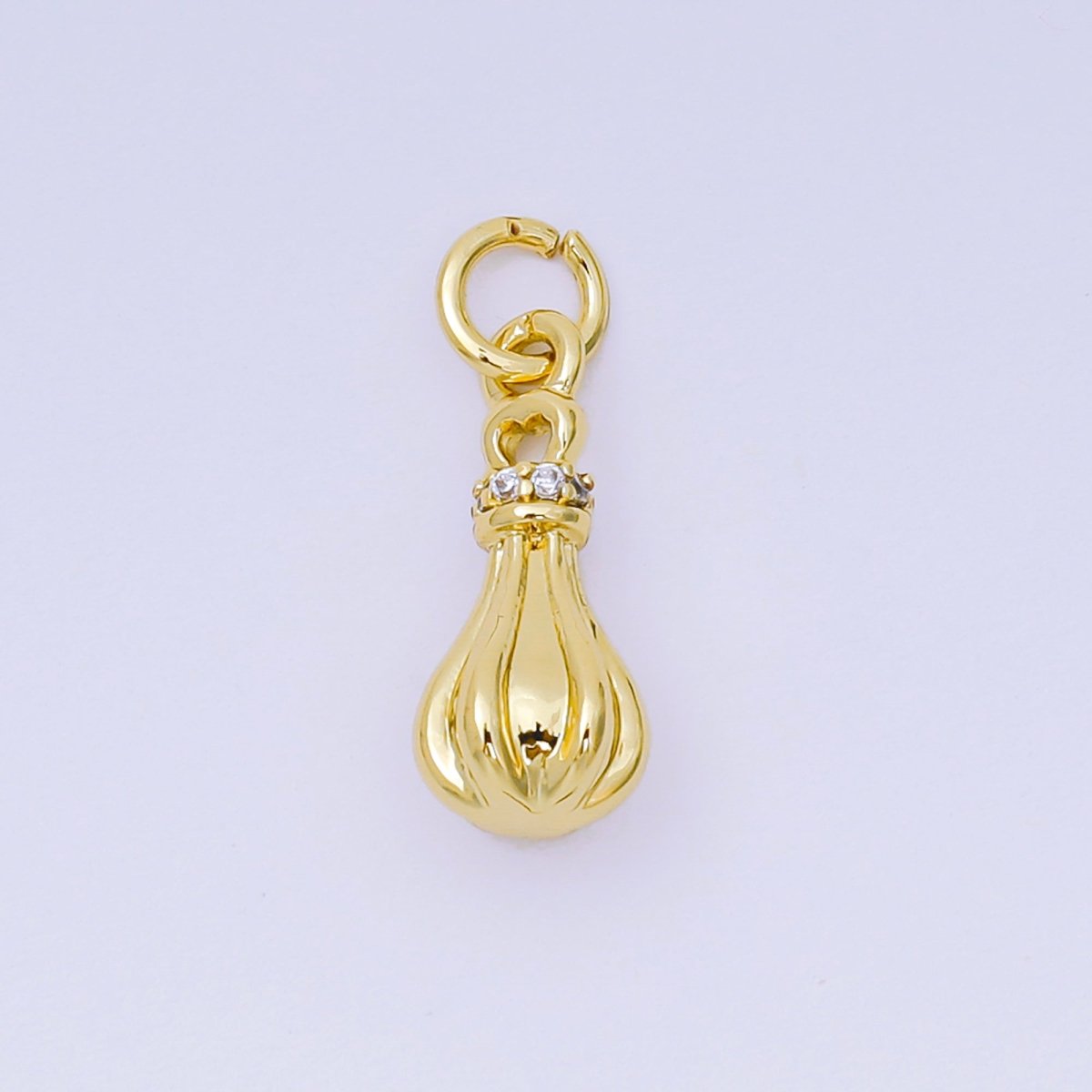 24K Gold Filled Silver 15mm Micro Paved CZ Whisker Cake Teardrop Charm in Gold & Silver | AH - 588 - DLUXCA