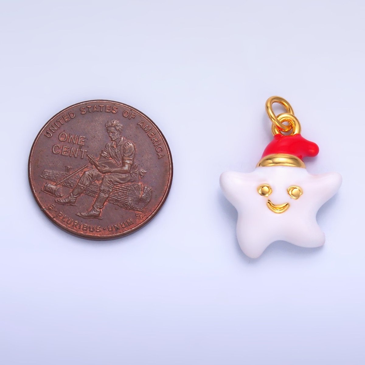 24K Gold Filled Sleepy Celestial Star, Crescent Moon Enamel Charm | W451 W452 - DLUXCA