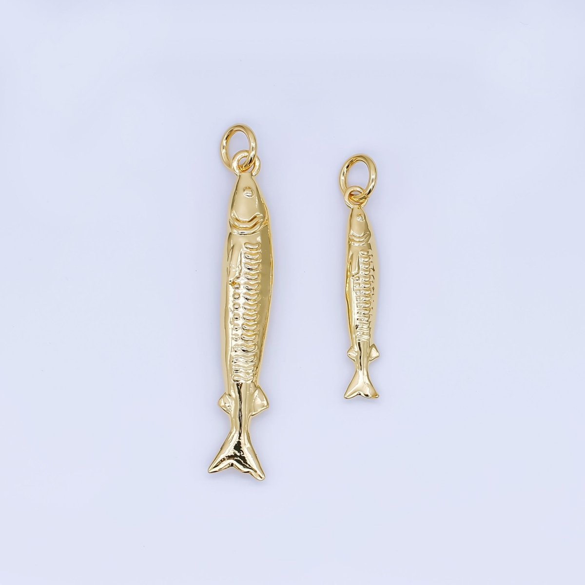 24K Gold Filled Small sardine charm Under The Sea Ocean Fish Pendant | AJ466 AJ467 - DLUXCA