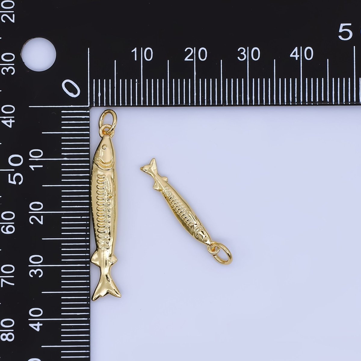 24K Gold Filled Small sardine charm Under The Sea Ocean Fish Pendant | AJ466 AJ467 - DLUXCA